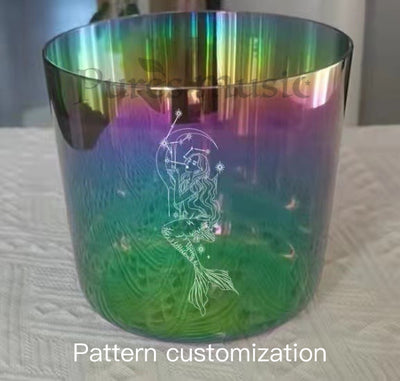 Nordlichter, klare Kristall-Klangschale, Alchemie, 440/432 Hz, Glas, Quarz, Klangbad, Meditationsschale